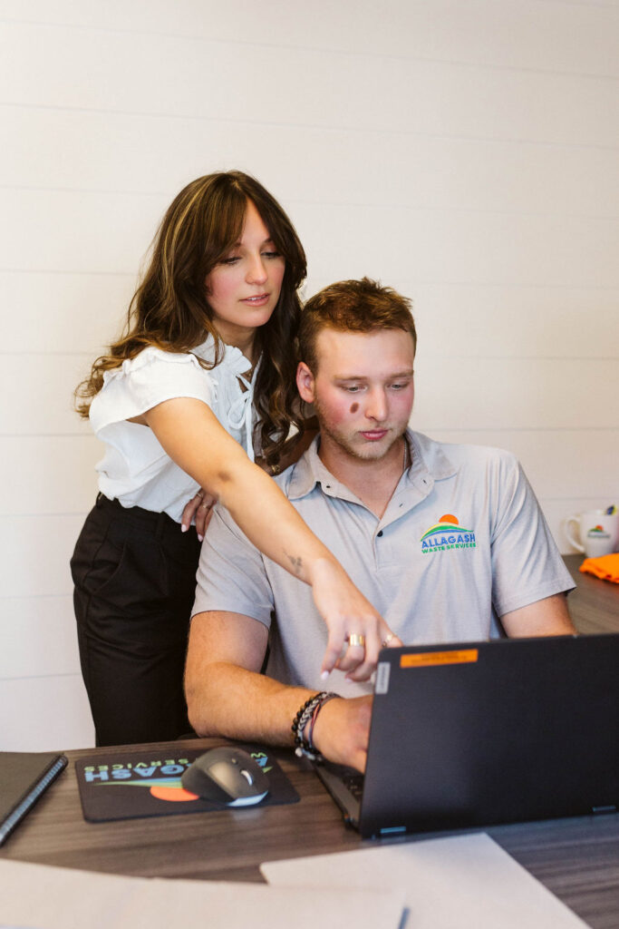 Employees collaborating at Allagash Waste Servivces in Windham, ME